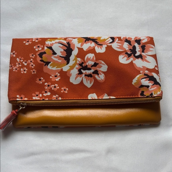 Rachel Pally Handbags - Rachel Pally Reversible Clutch Orange / Brown EUC